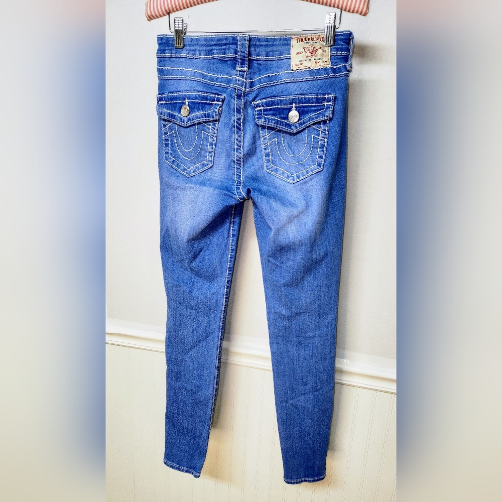 True Religion Jeans Women’s 26 Blue Jennie Curvy Super Skinny Denim Button Flap - Picture 2 of 12
